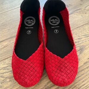 Women's Vibrant Red Woven Loafers